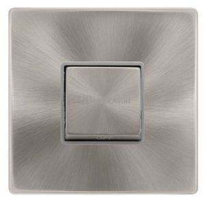 CLICK DEFINITY COMPLETE 10A INGOT 3 POLE FAN ISOLATION SWITCH - BRUSHED STEEL COVER PLATE - GREY INSERT