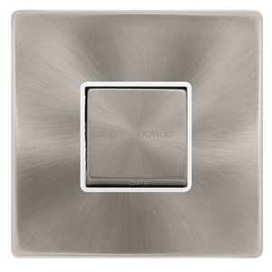 CLICK DEFINITY COMPLETE 10A INGOT 3 POLE FAN ISOLATION SWITCH - BRUSHED STEEL COVER PLATE - POLAR WHITE INSERT