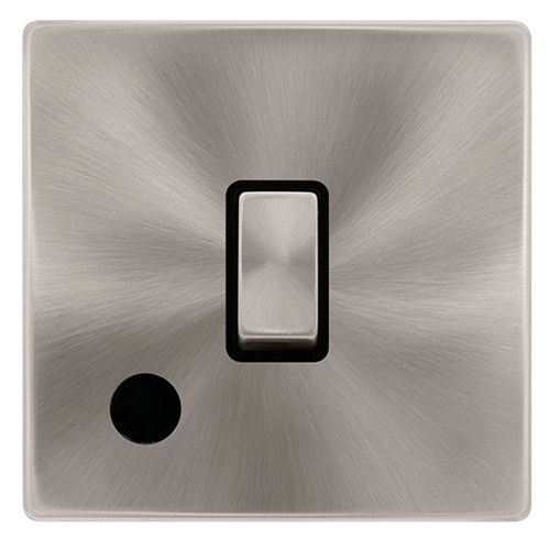 CLICK DEFINITY COMPLETE 20A INGOT DOUBLE POLE SWITCH WITH FLEX OUTLET - BRUSHED STEEL COVER PLATE - BLACK INSERT