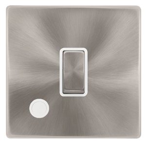 CLICK DEFINITY COMPLETE 20A INGOT DOUBLE POLE SWITCH WITH FLEX OUTLET - BRUSHED STEEL COVER PLATE - POLAR WHITE INSERT