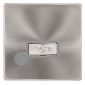 CLICK DEFINITY COMPLETE 13A INGOT FUSED CONNECTION UNIT WITH OPTIONAL FLEX OUTLET - BRUSHED STEEL COVER PLATE - GREY INSERT
