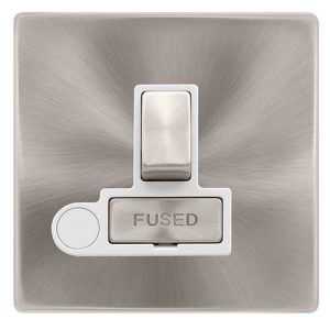 CLICK DEFINITY COMPLETE 13A INGOT SWITCHED FUSED CONNECTION UNIT WITH OPTIONAL FLEX OUTLET - BRUSHED STEEL COVER PLATE - POLAR WHITE INSERT