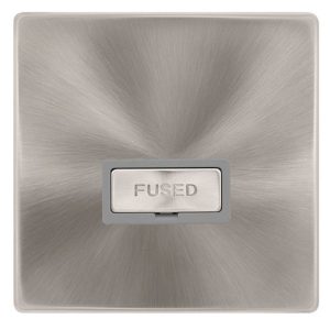 CLICK DEFINITY COMPLETE 13A INGOT FUSED CONNECTION UNIT - BRUSHED STEEL COVER PLATE - GREY INSERT