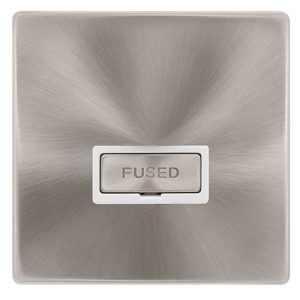 CLICK DEFINITY COMPLETE 13A INGOT FUSED CONNECTION UNIT - BRUSHED STEEL COVER PLATE - POLAR WHITE INSERT