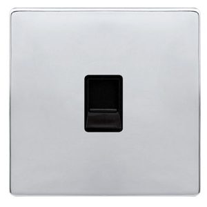 CLICK DEFINITY COMPLETE SINGLE TELEPHONE MASTER OUTLET - POLISHED CHROME COVER PLATE - BLACK INSERT