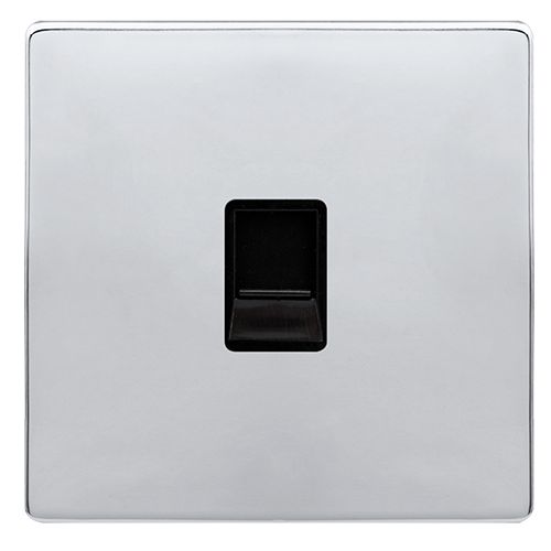 CLICK DEFINITY COMPLETE SINGLE TELEPHONE SECONDARY OUTLET - POLISHED CHROME COVER PLATE - BLACK INSERT