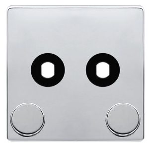 CLICK DEFINITY COMPLETE 2 GANG UNFURNISHED DIMMER PLATE & KNOBS - POLISHED CHROME