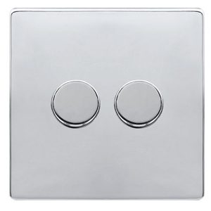 CLICK DEFINITY COMPLETE 2 GANG 2 WAY 100W DIMMER SWITCH - POLISHED CHROME