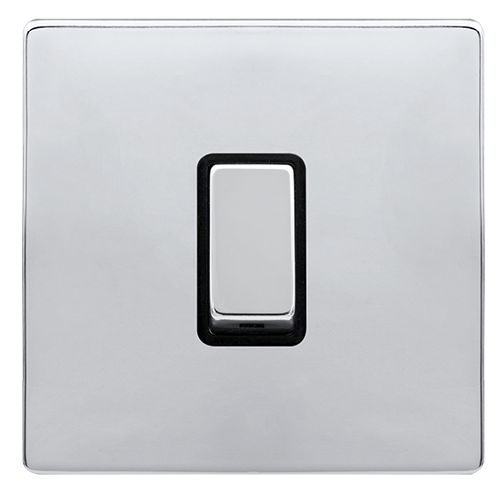CLICK DEFINITY COMPLETE 10AX INGOT 1 GANG 2 WAY SWITCH - POLISHED CHROME COVER PLATE - BLACK INSERT