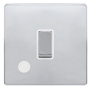CLICK DEFINITY COMPLETE 20A INGOT DOUBLE POLE SWITCH WITH FLEX OUTLET - POLISHED CHROME COVER PLATE - POLAR WHITE INSERT