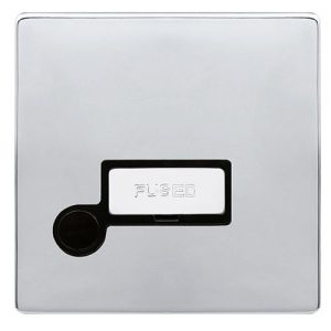 CLICK DEFINITY COMPLETE 13A INGOT FUSED CONNECTION UNIT WITH OPTIONAL FLEX OUTLET - POLISHED CHROME COVER PLATE - BLACK INSERT