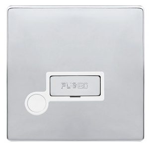 CLICK DEFINITY COMPLETE 13A INGOT FUSED CONNECTION UNIT WITH OPTIONAL FLEX OUTLET - POLISHED CHROME COVER PLATE - POLAR WHITE INSERT