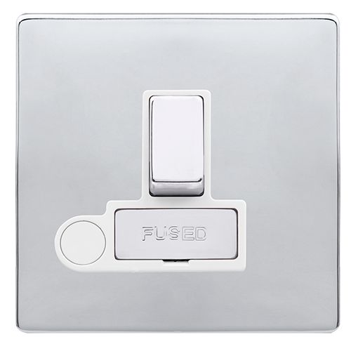 CLICK DEFINITY COMPLETE 13A INGOT SWITCHED FUSED CONNECTION UNIT WITH OPTIONAL FLEX OUTLET - POLISHED CHROME COVER PLATE - POLAR WHITE INSERT