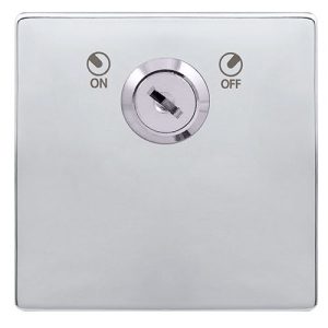 CLICK DEFINITY COMPLETE 20A DOUBLE POLE KEY LOCKABLE SWITCH - POLISHED CHROME COVER PLATE