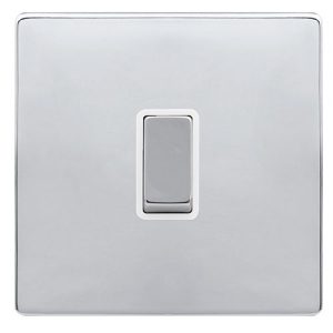 CLICK DEFINITY COMPLETE 20A INGOT DOUBLE POLE SWITCH - POLISHED CHROME COVER PLATE - POLAR WHITE INSERT
