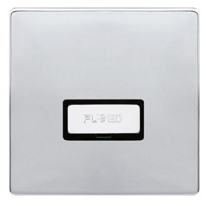 CLICK DEFINITY COMPLETE 13A INGOT FUSED CONNECTION UNIT - POLISHED CHROME COVER PLATE - BLACK INSERT