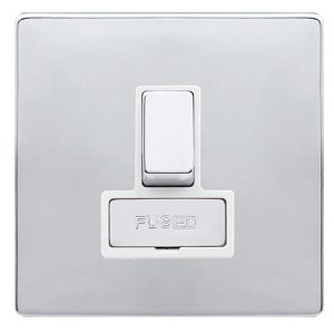 CLICK DEFINITY COMPLETE 13A INGOT SWITCHED FUSED CONNECTION UNIT - POLISHED CHROME COVER PLATE - POLAR WHITE INSERT