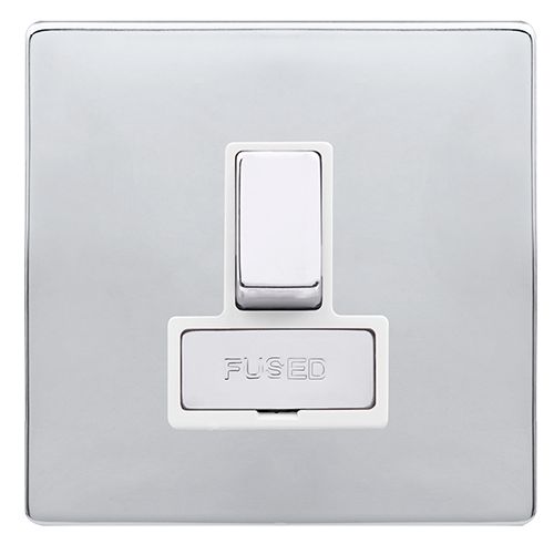 CLICK DEFINITY COMPLETE 13A INGOT SWITCHED FUSED CONNECTION UNIT - POLISHED CHROME COVER PLATE - POLAR WHITE INSERT