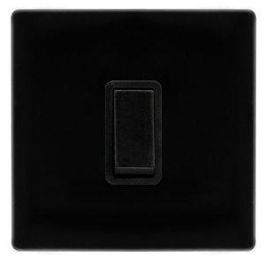 CLICK DEFINITY COMPLETE 10AX INGOT 1 GANG 2 WAY SWITCH - METAL BLACK COVER PLATE - BLACK INSERT