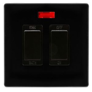 CLICK DEFINITY COMPLETE 20A SINK / BATH SWITCH WITH NEON - METAL BLACK COVER PLATE - BLACK INSERT