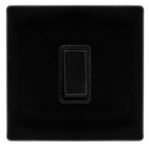 CLICK DEFINITY COMPLETE 10AX INGOT 1 GANG INTERMEDIATE SWITCH - METAL BLACK COVER PLATE - BLACK INSERT