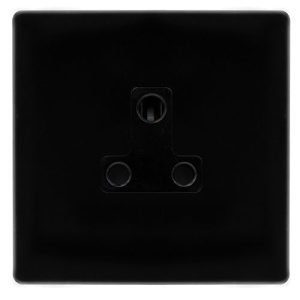 CLICK DEFINITY COMPLETE 5A ROUND PIN SOCKET - METAL BLACK COVER PLATE - BLACK INSERT