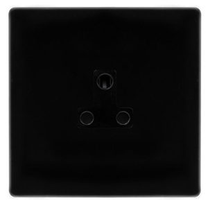 CLICK DEFINITY COMPLETE 2A ROUND PIN SOCKET - METAL BLACK COVER PLATE - BLACK INSERT