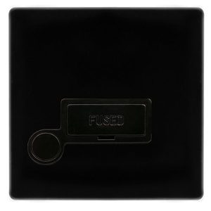 CLICK DEFINITY COMPLETE 13A FUSED CONNECTION UNIT WITH OPTIONAL FLEX OUTLET - METAL BLACK COVER PLATE - BLACK INSERT