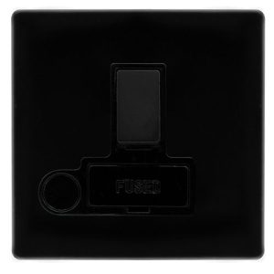 CLICK DEFINITY COMPLETE 13A SWITCHED FUSED CONNECTION UNIT WITH OPTIONAL FLEX OUTLET - METAL BLACK COVER PLATE - BLACK INSERT