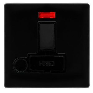 CLICK DEFINITY COMPLETE 13A SWITCHED FUSED CONNECTION UNIT WITH NEON & OPTIONAL FLEX OUTLET - METAL BLACK COVER PLATE - BLACK INSERT