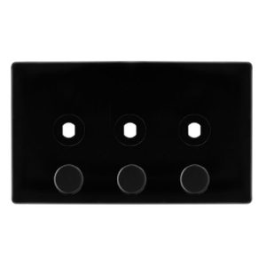 CLICK DEFINITY COMPLETE 3 GANG UNFURNISHED DIMMER PLATE & KNOBS - METAL BLACK
