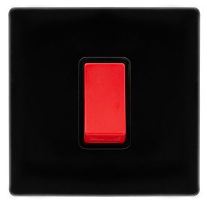 CLICK DEFINITY COMPLETE 50A 1 GANG DOUBLE POLE SWITCH -  METAL BLACK COVER PLATE - BLACK INSERT