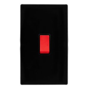 CLICK DEFINITY COMPLETE 50A 2 GANG DOUBLE POLE SWITCH -  METAL BLACK COVER PLATE - BLACK INSERT
