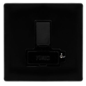 CLICK DEFINITY COMPLETE 13A LOCKABLE  SWITCHED FUSED CONNECTION UNIT - METAL BLACK COVER PLATE - BLACK INSERT