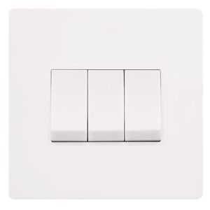 CLICK DEFINITY MATT WHITE 3-GANG 2-WAY (TWIN PLATE) SWITCH