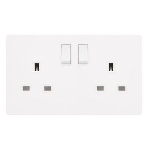 CLICK DEFINITY MATT WHITE 2-GANG SWITCHED SOCKET
