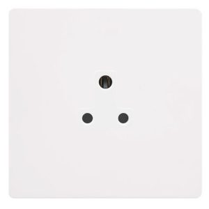CLICK DEFINITY COMPLETE 2A ROUND PIN SOCKET - METAL WHITE COVER PLATE - POLAR WHITE INSERT