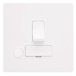 CLICK DEFINITY COMPLETE 13A SWITCHED FUSED CONNECTION UNIT WITH OPTIONAL FLEX OUTLET - METAL WHITE COVER PLATE - POLAR WHITE INSERT