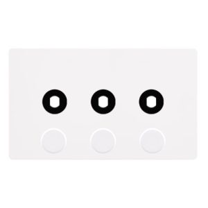 CLICK DEFINITY COMPLETE 3 GANG UNFURNISHED DIMMER PLATE & KNOBS - METAL WHITE