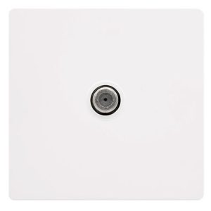 CLICK DEFINITY COMPLETE NON-ISOLATED SINGLE SATELLITE OUTLET - METAL WHITE COVER PLATE - POLAR WHITE INSERT
