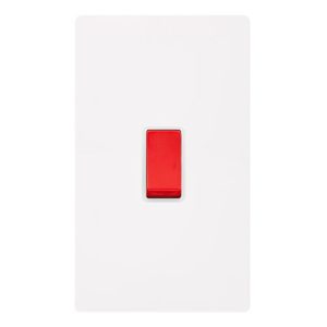 CLICK DEFINITY COMPLETE 50A 2 GANG DOUBLE POLE SWITCH -  METAL WHITE COVER PLATE - POLAR WHITE INSERT