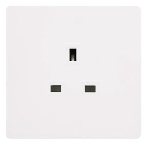 CLICK DEFINITY COMPLETE 13A 1 GANG UNSWITCHED SOCKET - METAL WHITE COVER PLATE - POLAR WHITE INSERT