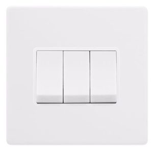 CLICK DEFINITY COMPLETE 10AX INGOT 3 GANG 2 WAY SWITCH - POLAR WHITE COVER PLATE - POLAR WHITE INSERT