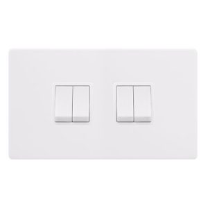 CLICK DEFINITY COMPLETE 10AX INGOT 4 GANG 2 WAY SWITCH - POLAR WHITE COVER PLATE - POLAR WHITE INSERT
