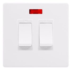 CLICK DEFINITY COMPLETE 20A SINK / BATH SWITCH WITH NEON - POLAR WHITE COVER PLATE - POLAR WHITE INSERT