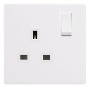CLICK DEFINITY COMPLETE 13A INGOT 1 GANG DP SWITCHED SOCKET - POLAR WHITE COVER PLATE - POLAR WHITE INSERT