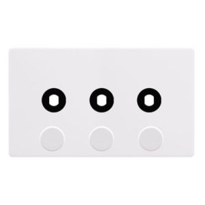 CLICK DEFINITY COMPLETE 3 GANG UNFURNISHED DIMMER PLATE & KNOBS - POLAR WHITE