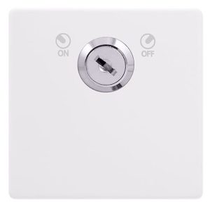 CLICK DEFINITY COMPLETE 20A DOUBLE POLE KEY LOCKABLE SWITCH - POLAR WHITE COVER PLATE