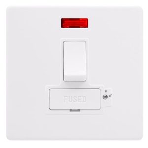 CLICK DEFINITY COMPLETE 13A LOCKABLE  SWITCHED FUSED CONNECTION UNIT WITH NEON - POLAR WHITE COVER PLATE - POLAR WHITE INSERT