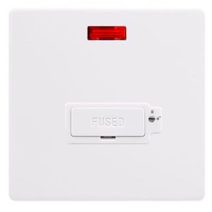 CLICK DEFINITY COMPLETE 13A LOCKABLE  FUSED CONNECTION UNIT WITH NEON - POLAR WHITE COVER PLATE - POLAR WHITE INSERT